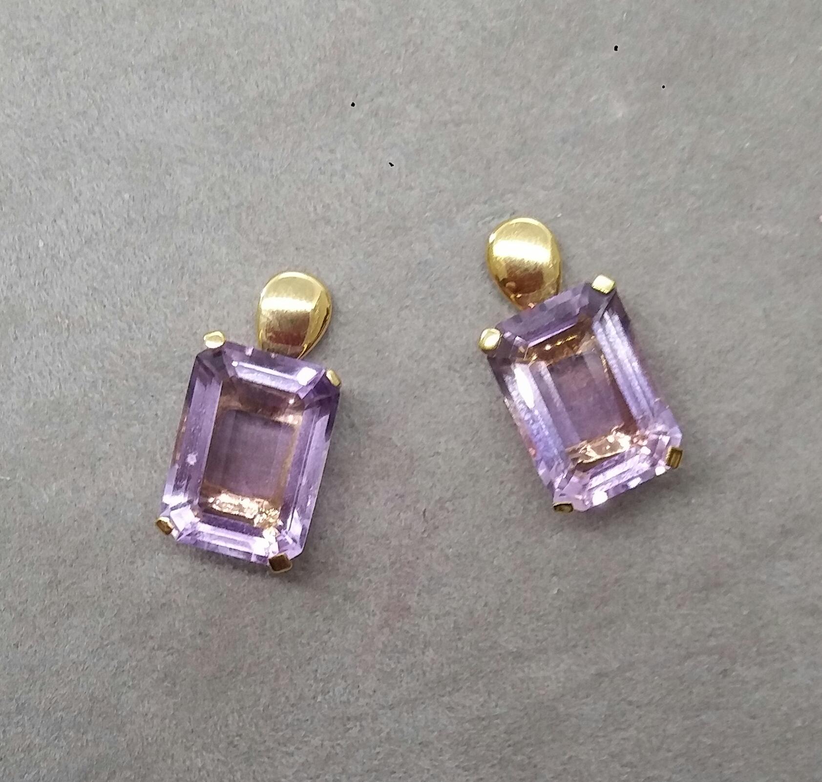 
Classic and simple chic stud earrings,totally handmade in 14 kt yellow gold setting with 4 prongs a nice and clean Octagon Shape faceted Amethyst ,measuring 10 x 14 millimeters and weighing 12,20 carats

 In 1978 our workshop started in Italy to
