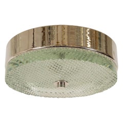 Faceted Glass and Nickel Flush Mount