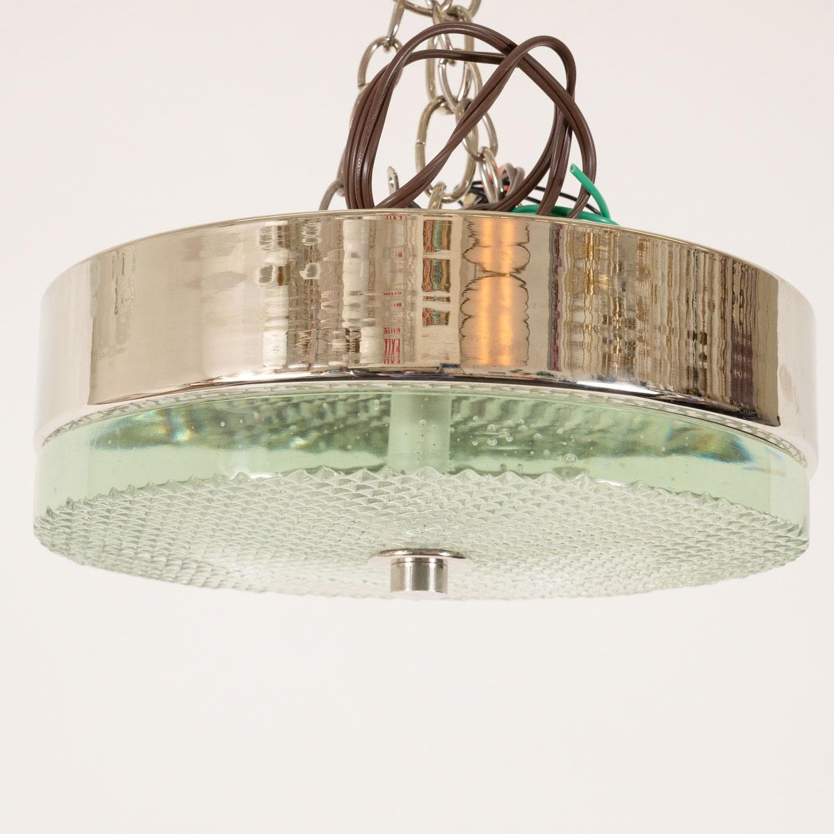 Italian Faceted Glass and Nickel Flush Mount For Sale