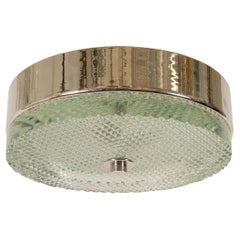 Faceted Glass and Nickel Flush Mount
