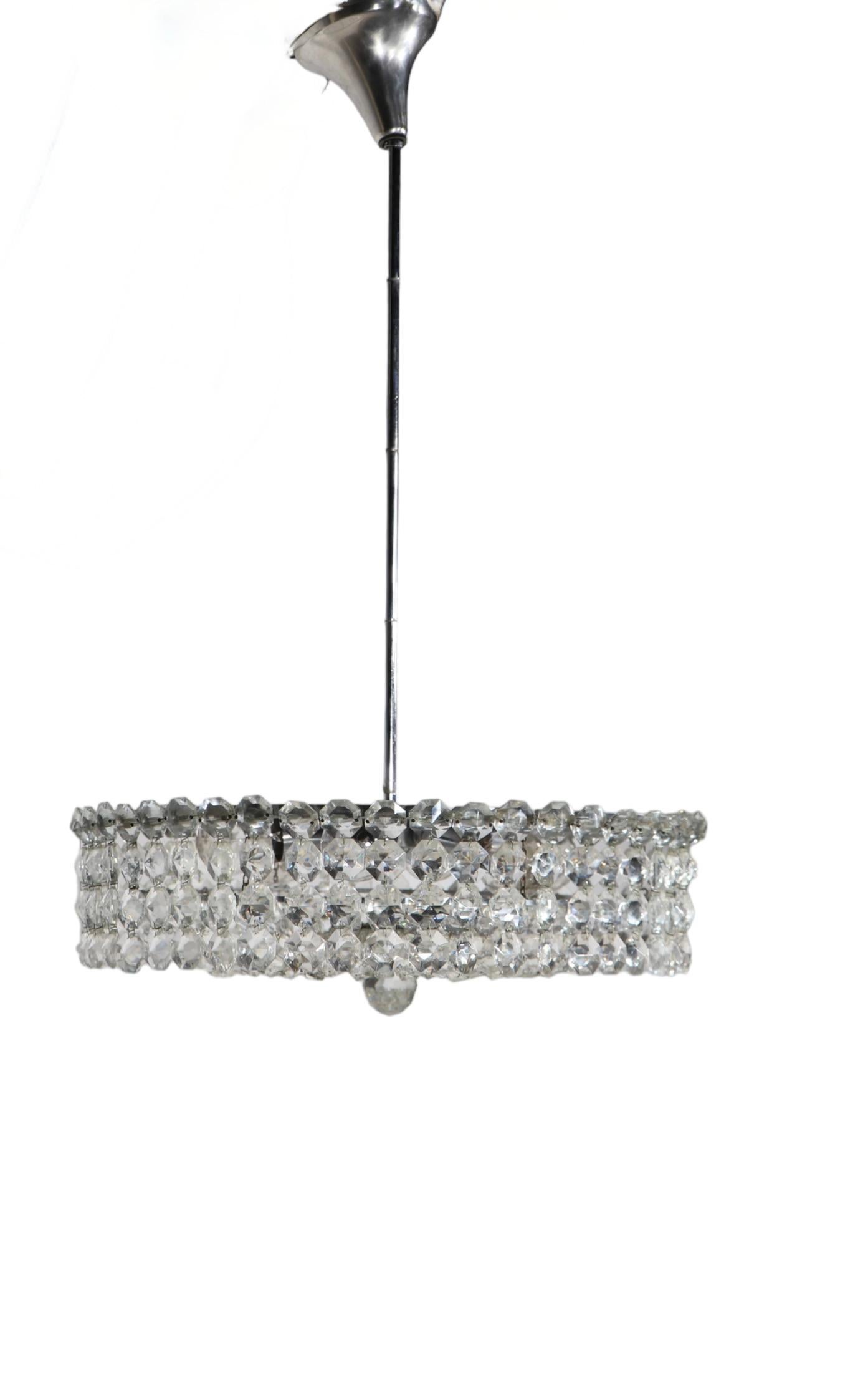 Faceted Glass Bead Basket  Chandelier by Prescolite c 1960/1970's  For Sale 4
