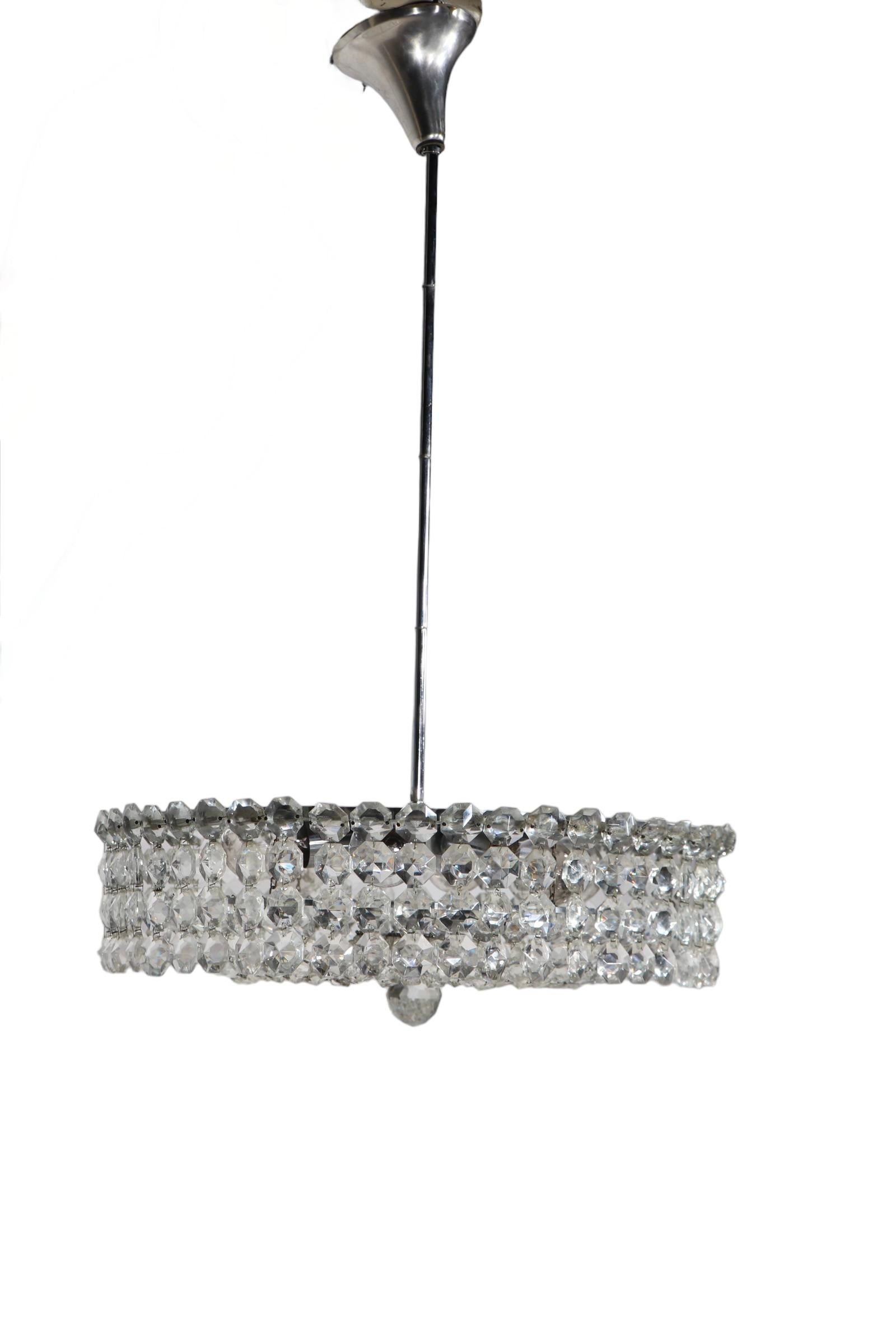 Faceted Glass Bead Basket  Chandelier by Prescolite c 1960/1970's  For Sale 5