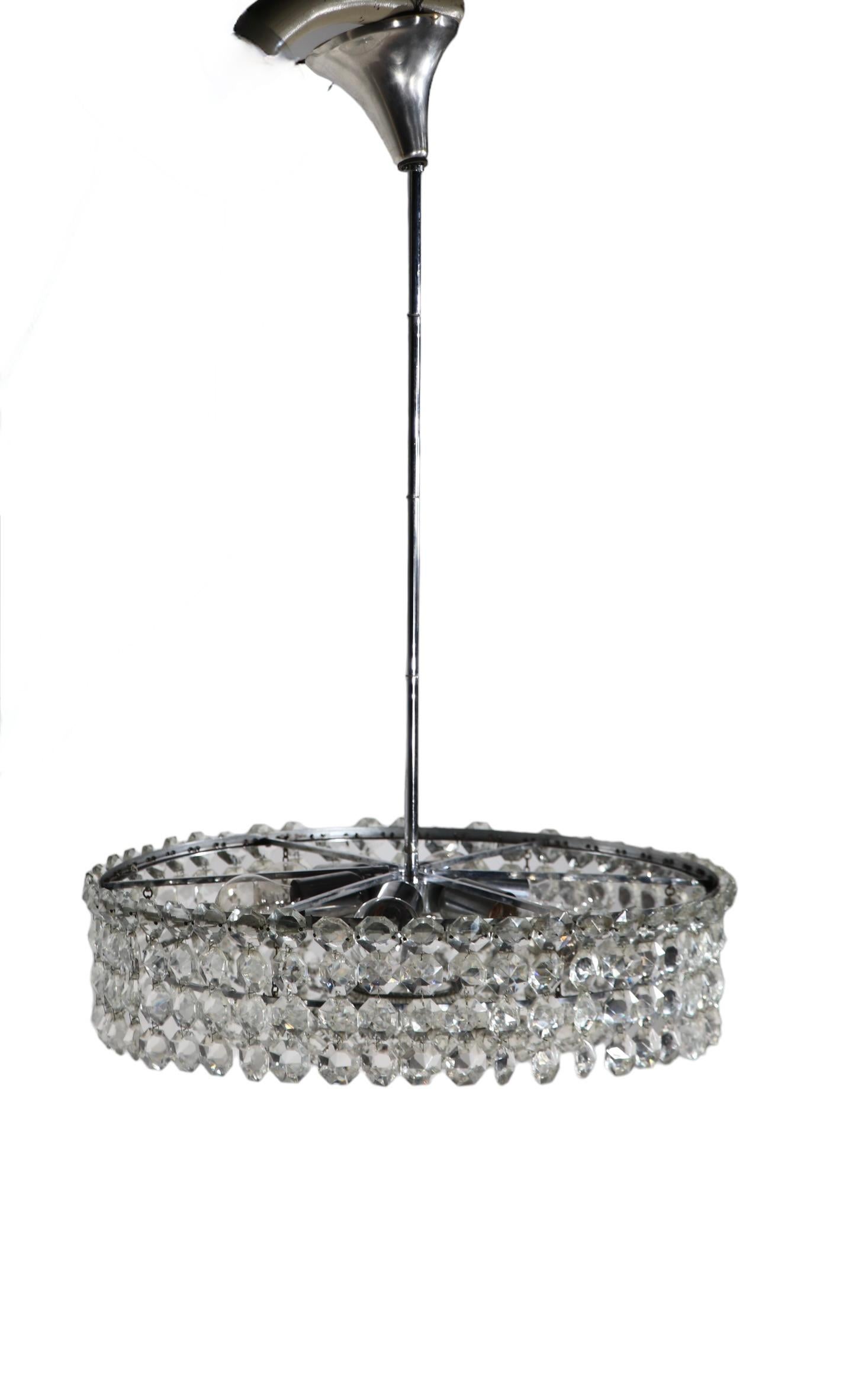 Faceted Glass Bead Basket  Chandelier by Prescolite c 1960/1970's  For Sale 6