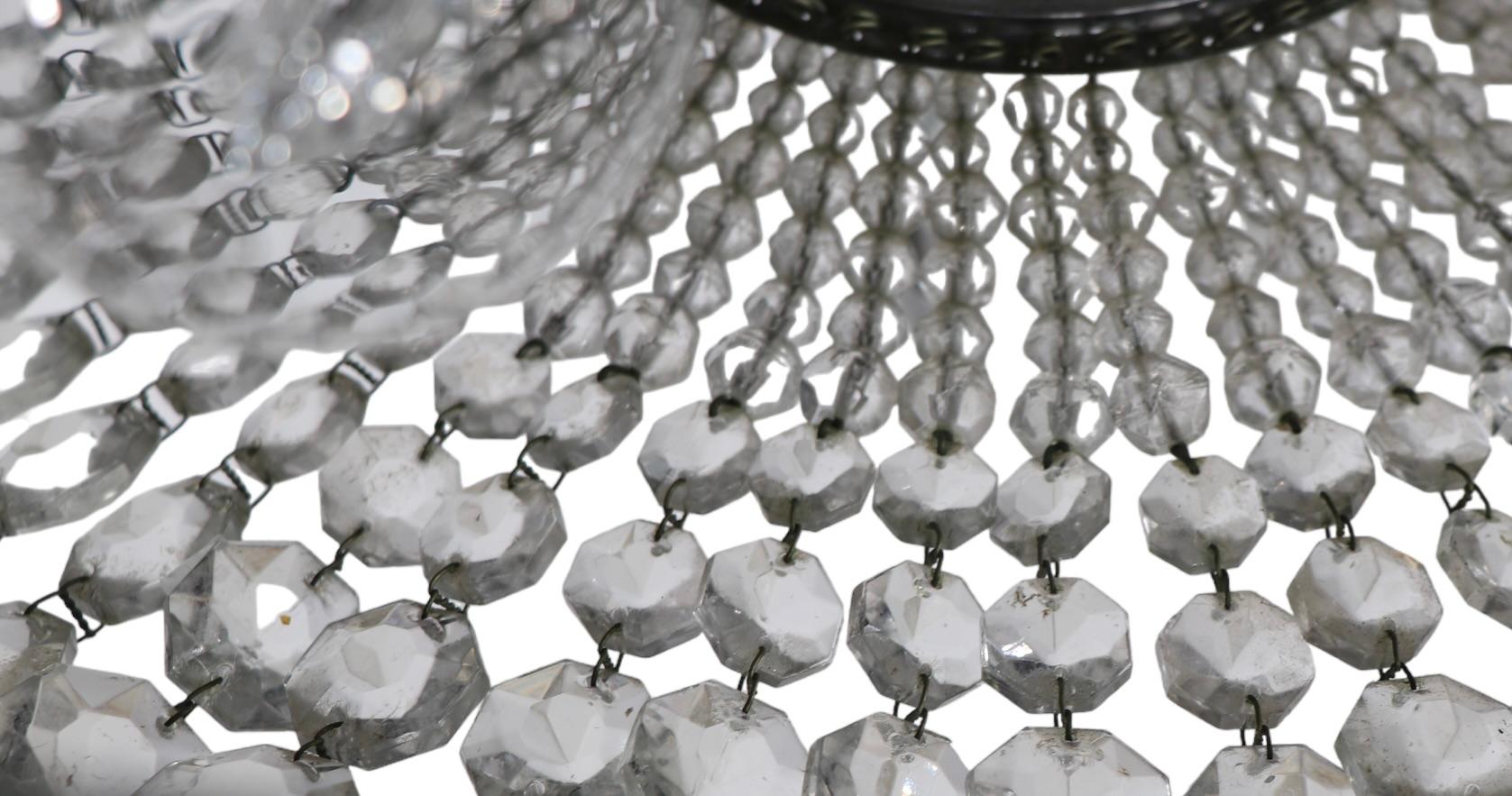 Faceted Glass Bead Basket  Chandelier by Prescolite c 1960/1970's  For Sale 7