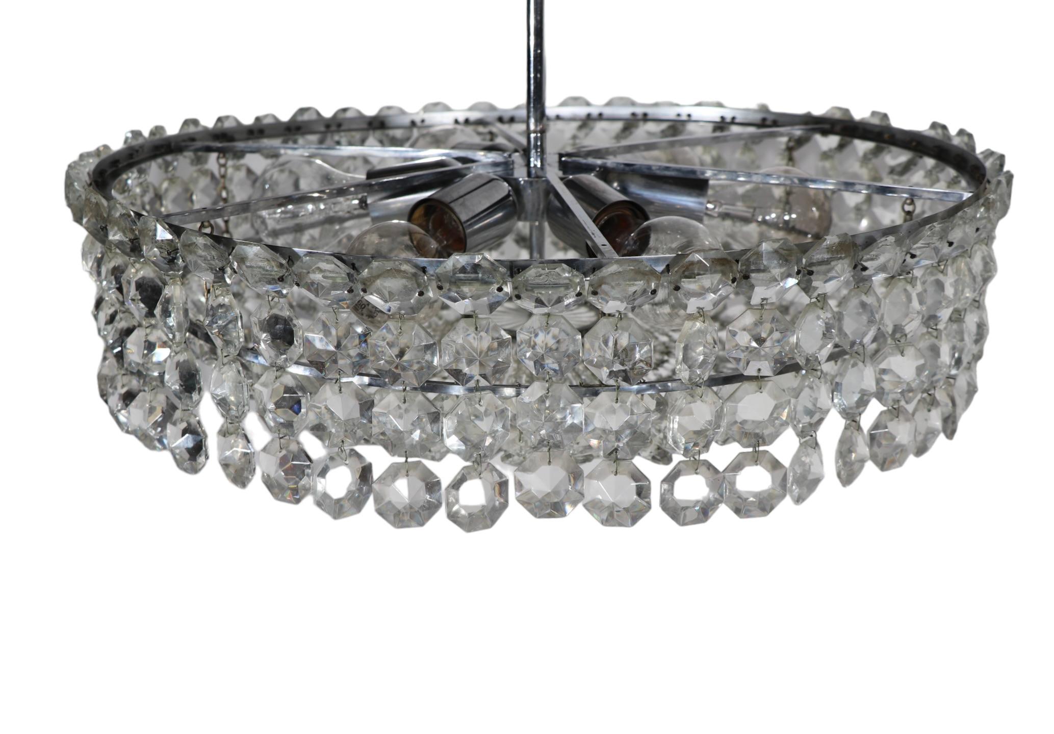 Faceted Glass Bead Basket  Chandelier by Prescolite c 1960/1970's  For Sale 9