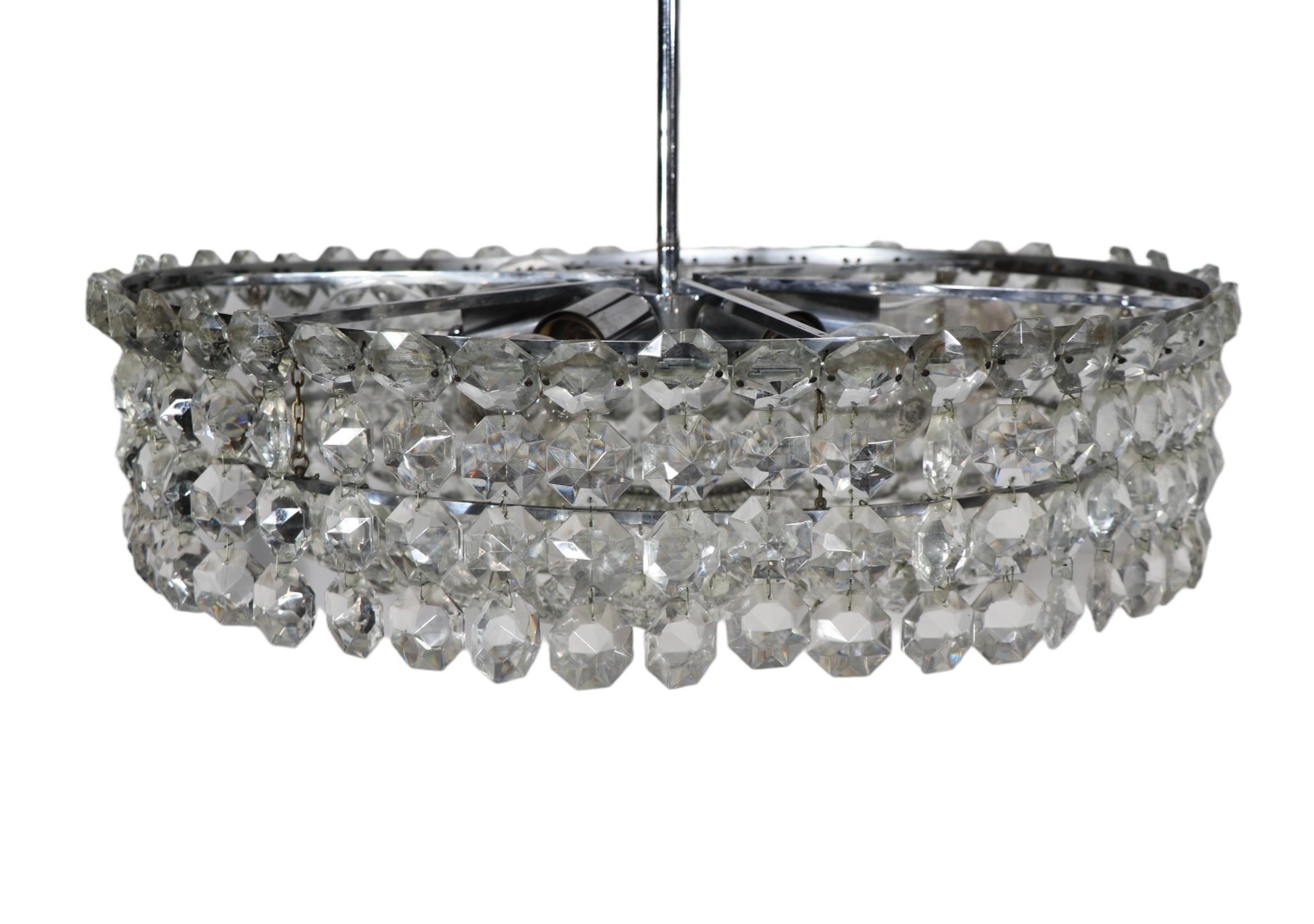 Faceted Glass Bead Basket  Chandelier by Prescolite c 1960/1970's  For Sale 10