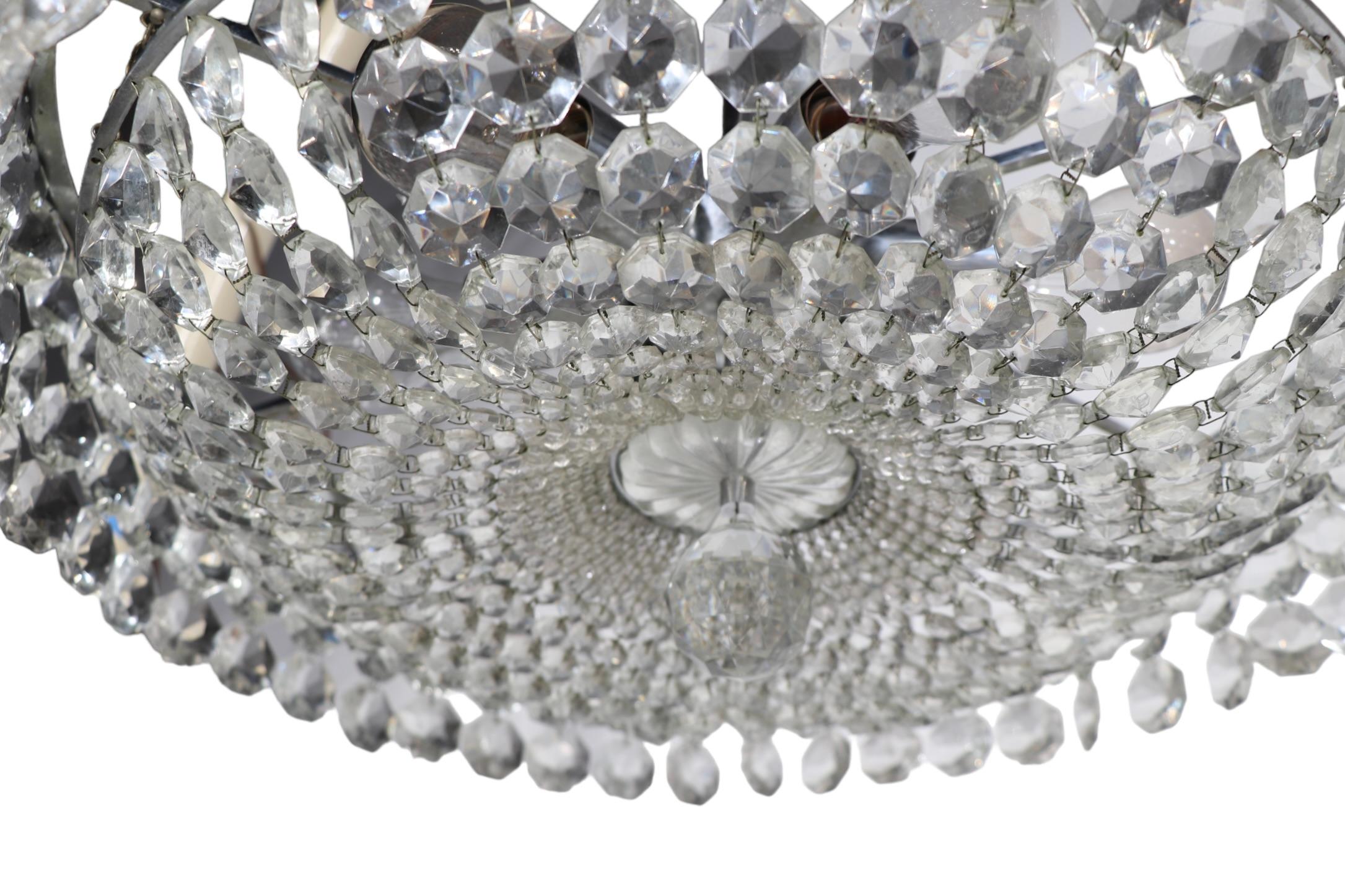 Faceted Glass Bead Basket  Chandelier by Prescolite c 1960/1970's  For Sale 12