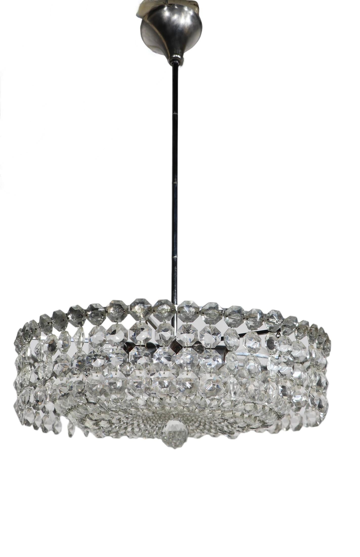 Faceted Glass Bead Basket  Chandelier by Prescolite c 1960/1970's  For Sale 2