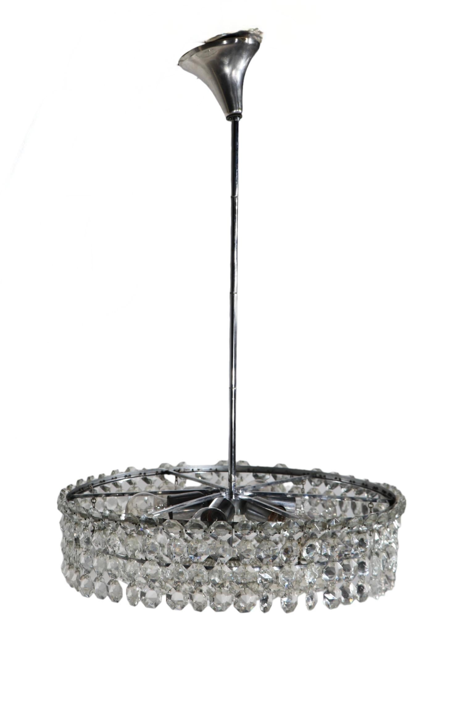 Faceted Glass Bead Basket  Chandelier by Prescolite c 1960/1970's  For Sale 3