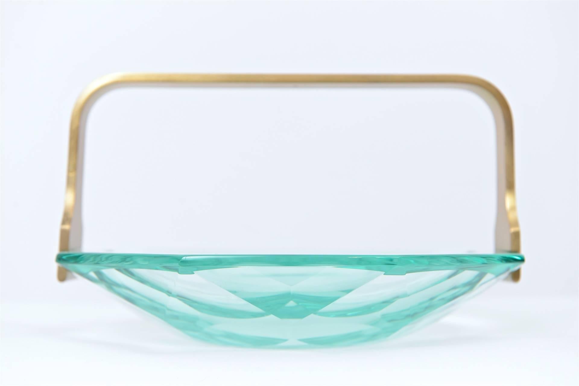 Faceted Glass Dish by Max Ingrand for Fontana Arte, circa 1960 In Excellent Condition In London, GB