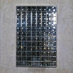 Specchio da parete in vetro sfaccettato, design futuristico anni '70, taglia M.