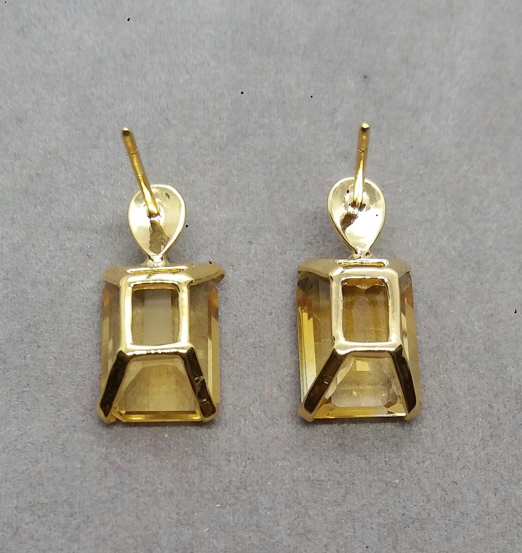 Facettierte goldene Citrin-Ohrstecker in achteckiger Form aus 14 Karat Gelbgold im Zustand „Gut“ in Bangkok, TH