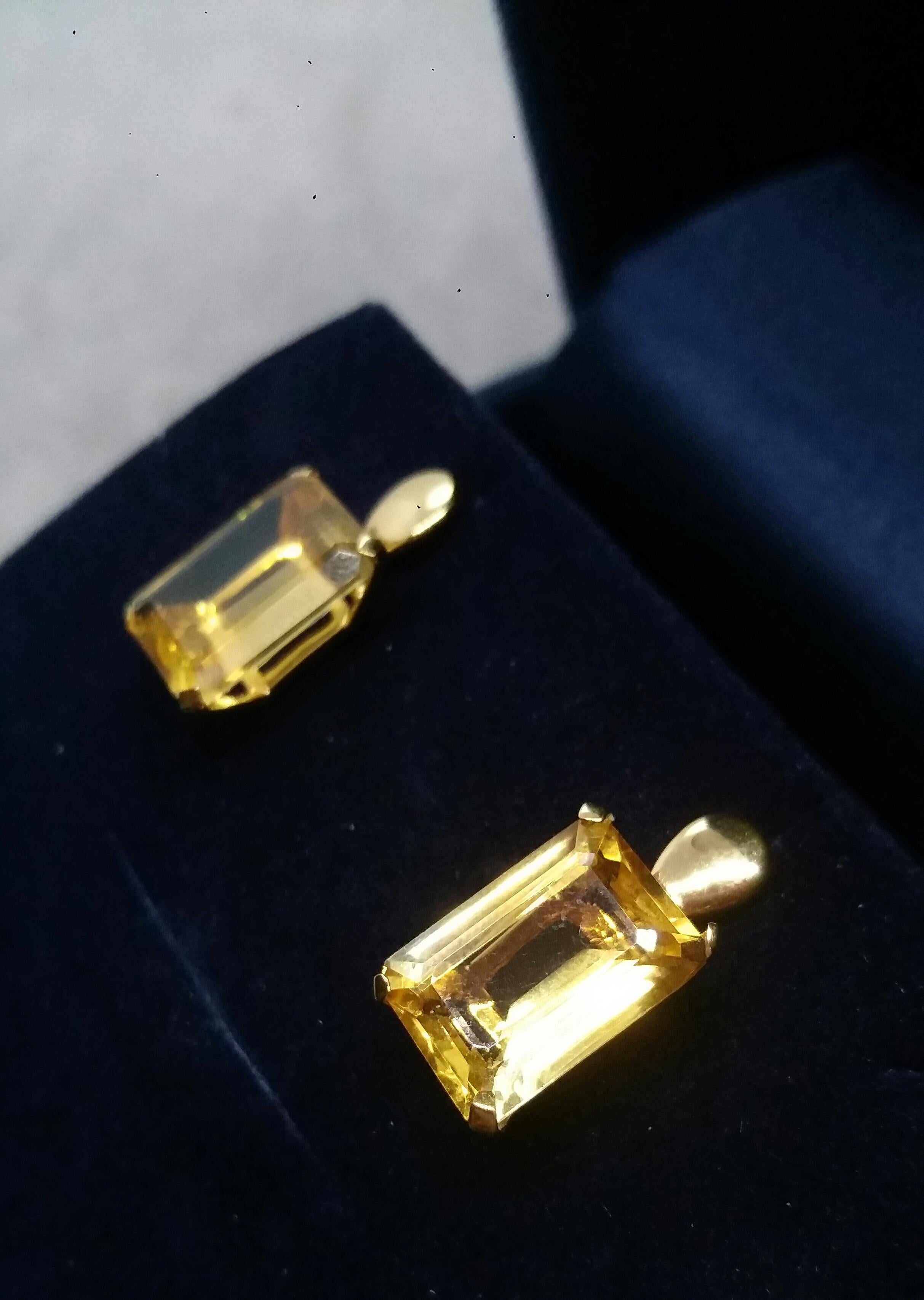 Faceted Golden Citrine Octagon Shape 14 Karat Yellow Gold Stud Earrings For Sale 3