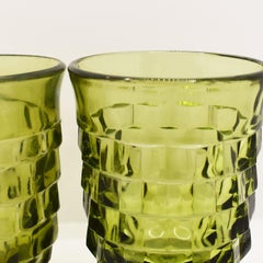 Vasos de cristal verde facetado para zumo, set de 2