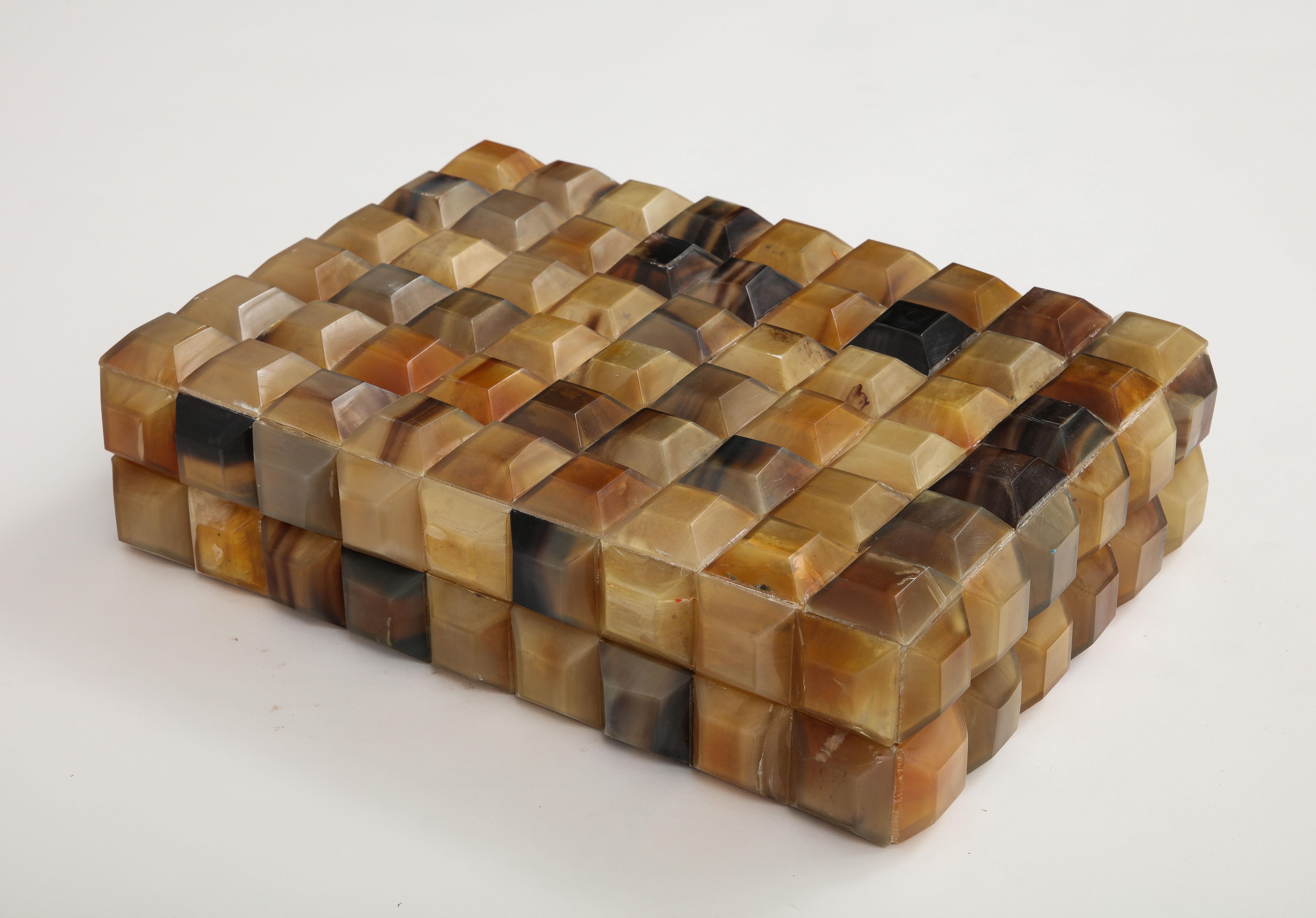Faceted Horn Tile Box In New Condition For Sale In New York, NY