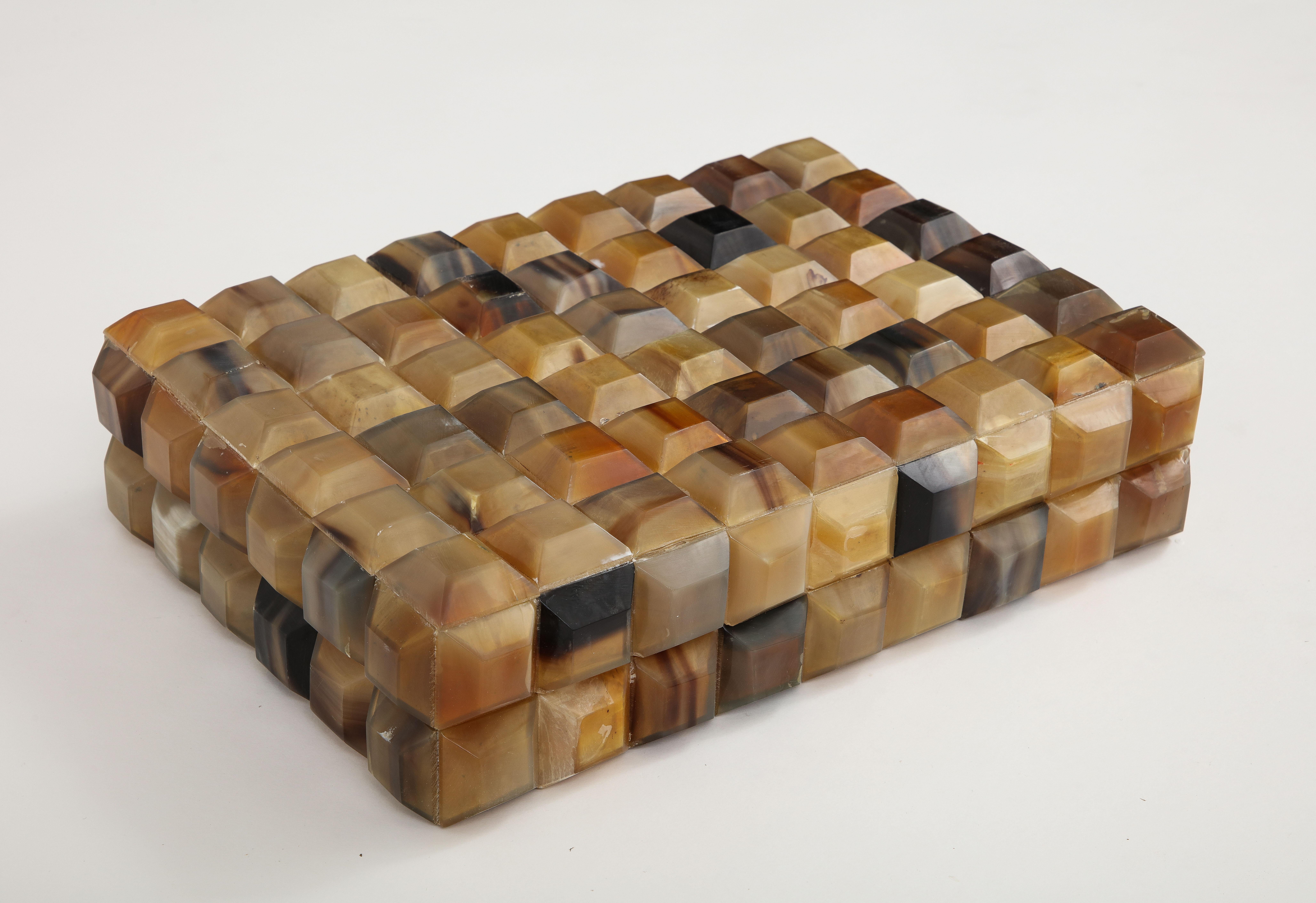 Contemporary Faceted Horn Tile Box For Sale