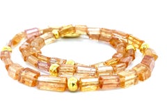 Faceted Imperial Topaz Beaded Necklace with Yellow Gold Spacers, 20.5 Inches
