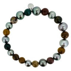 Faceted Jasper Beads & Tahitian Pearl Men's Bracelet