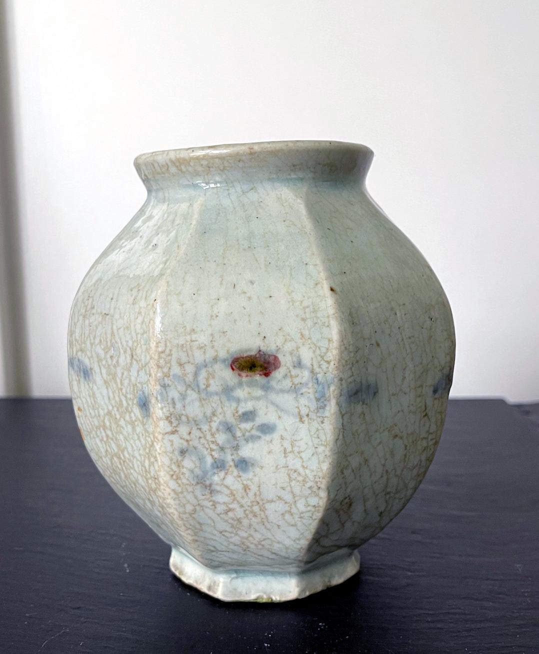 Other Faceted Korean Ceramic Celadon Jar Joseon Dynasty For Sale