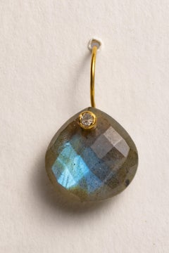 Faceted Labradorite and Diamond Drop Earrings