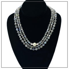 Faceted Labradorite & Sterling Silver Triple Strand Necklace