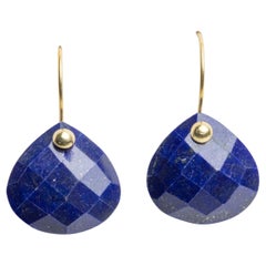 Pendants d'oreilles en Lapis Lazuli facetté et or 18 carats