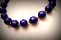 Faceted Lapis Lazuli & 22K Gold Beaded Necklace By Deborah Lockhart Phillips