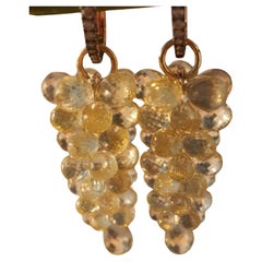 Faceted Lemon Citrine Grape Pendant total 21 ct Briolettes 14 Kt Round Eyelet 1x