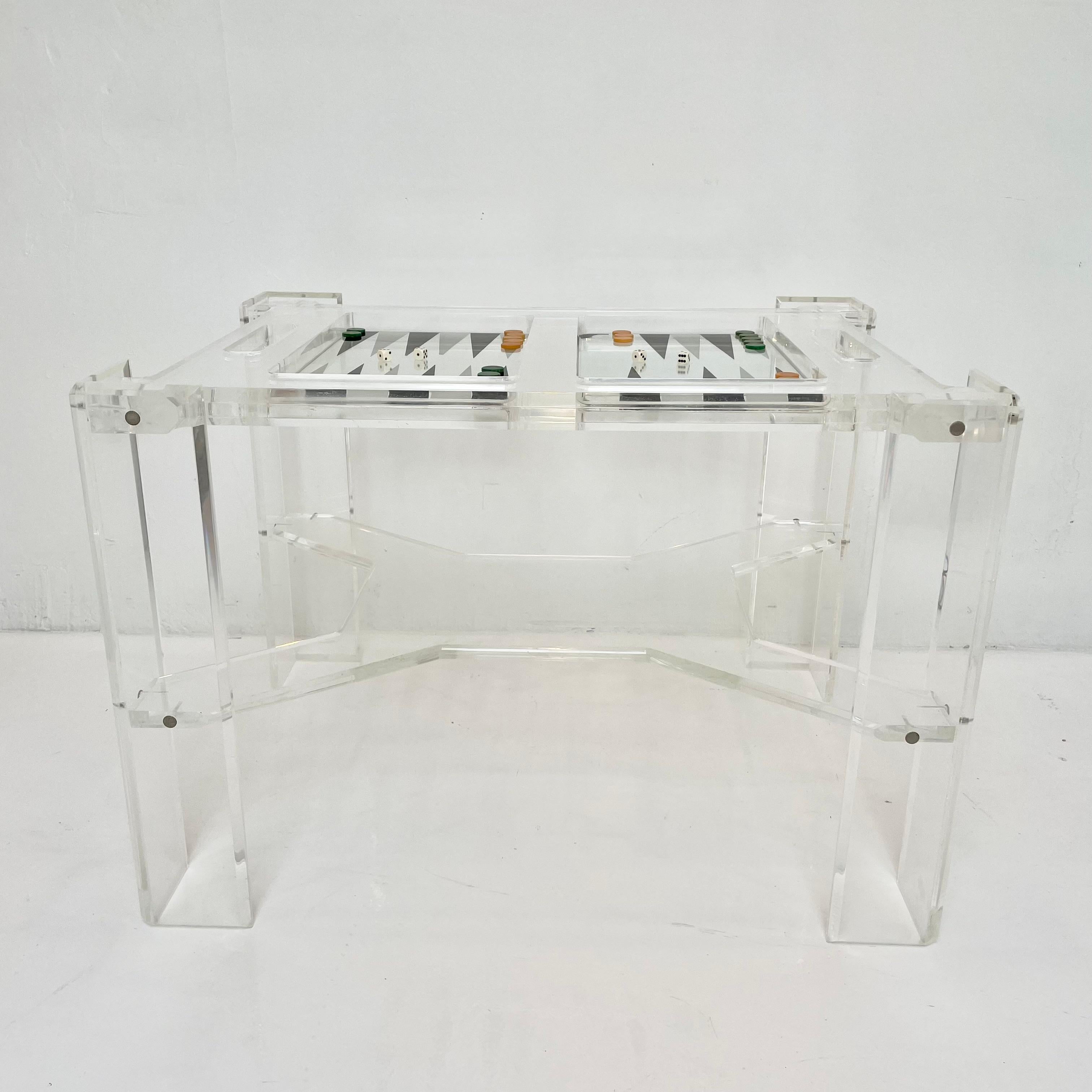 American Faceted Lucite Backgammon Table by Charles Hollis Jones For Sale