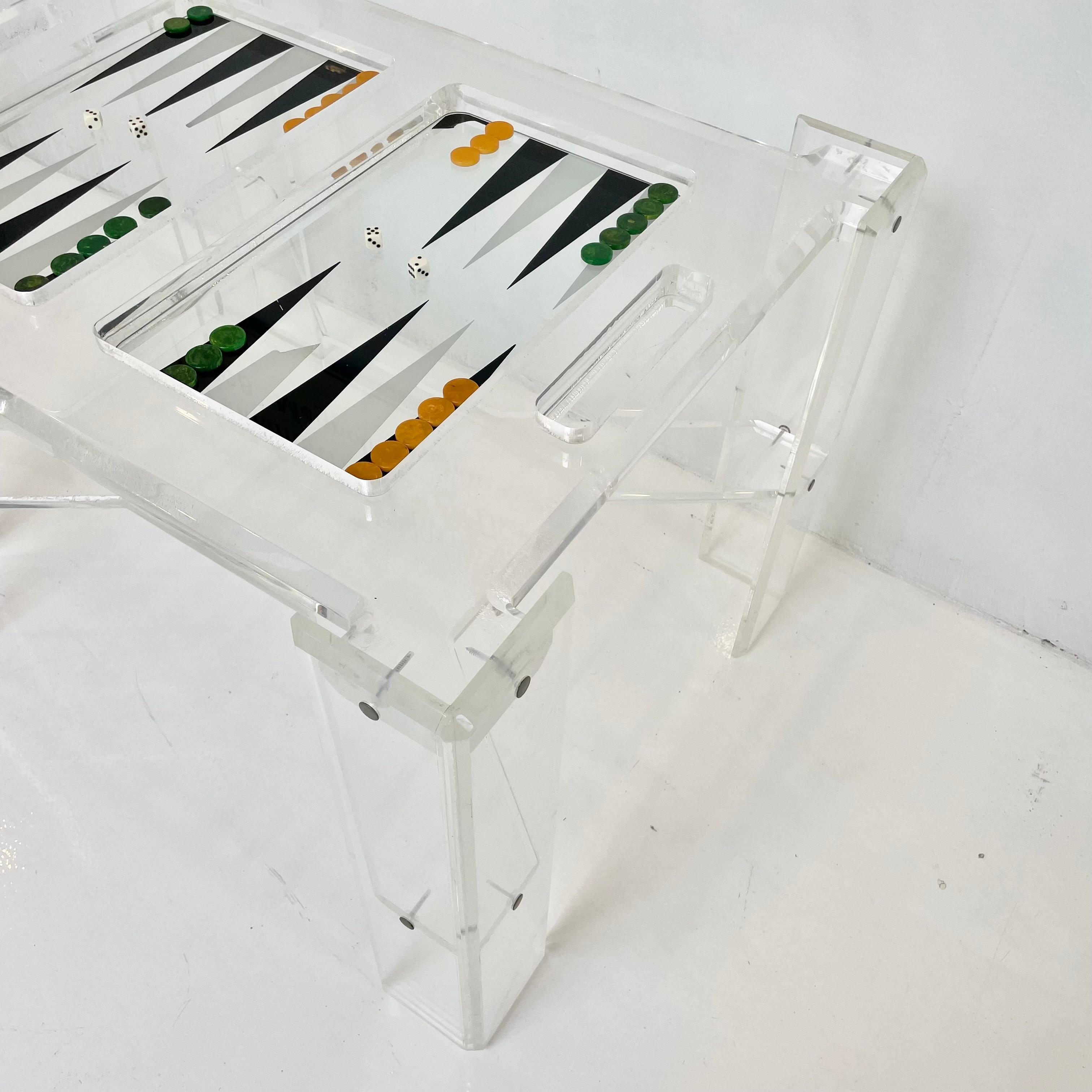 Faceted Lucite Backgammon Table by Charles Hollis Jones In Good Condition For Sale In Los Angeles, CA