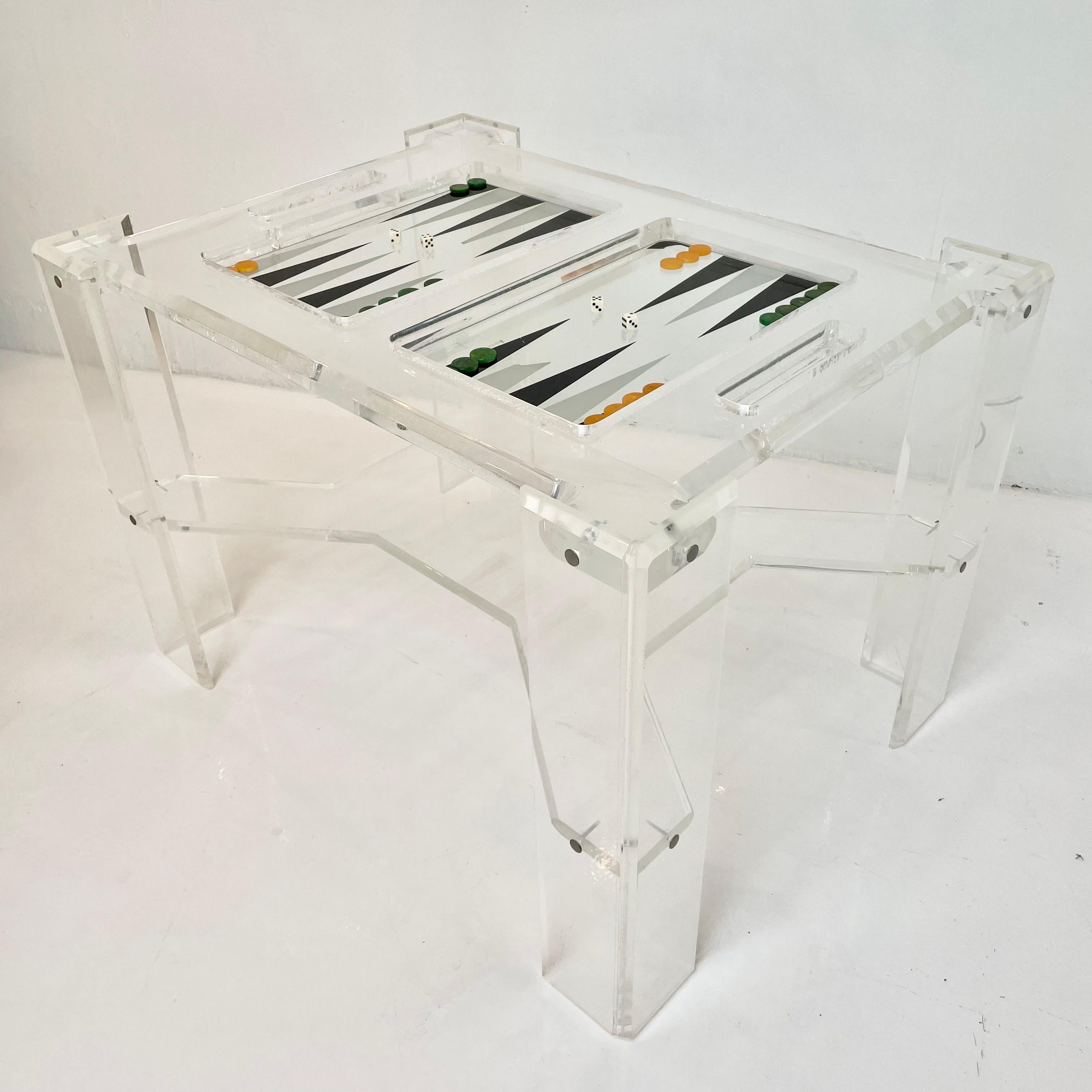 Lucite Table de backgammon Charles Hollis Jones en vente