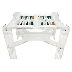 Retro Faceted Lucite Backgammon Table by Charles Hollis Jones