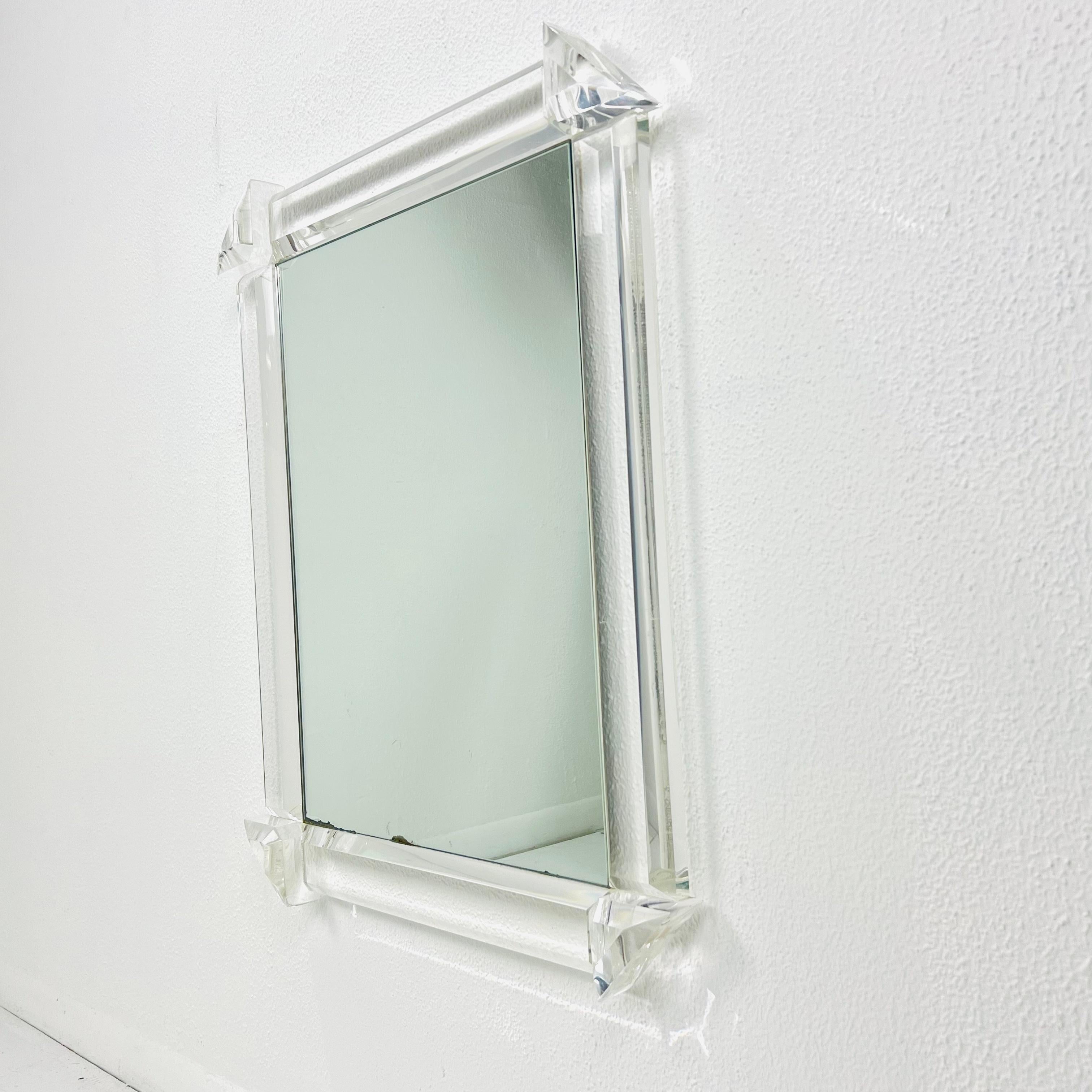 Post-Modern Faceted Lucite Wall Mirror For Sale