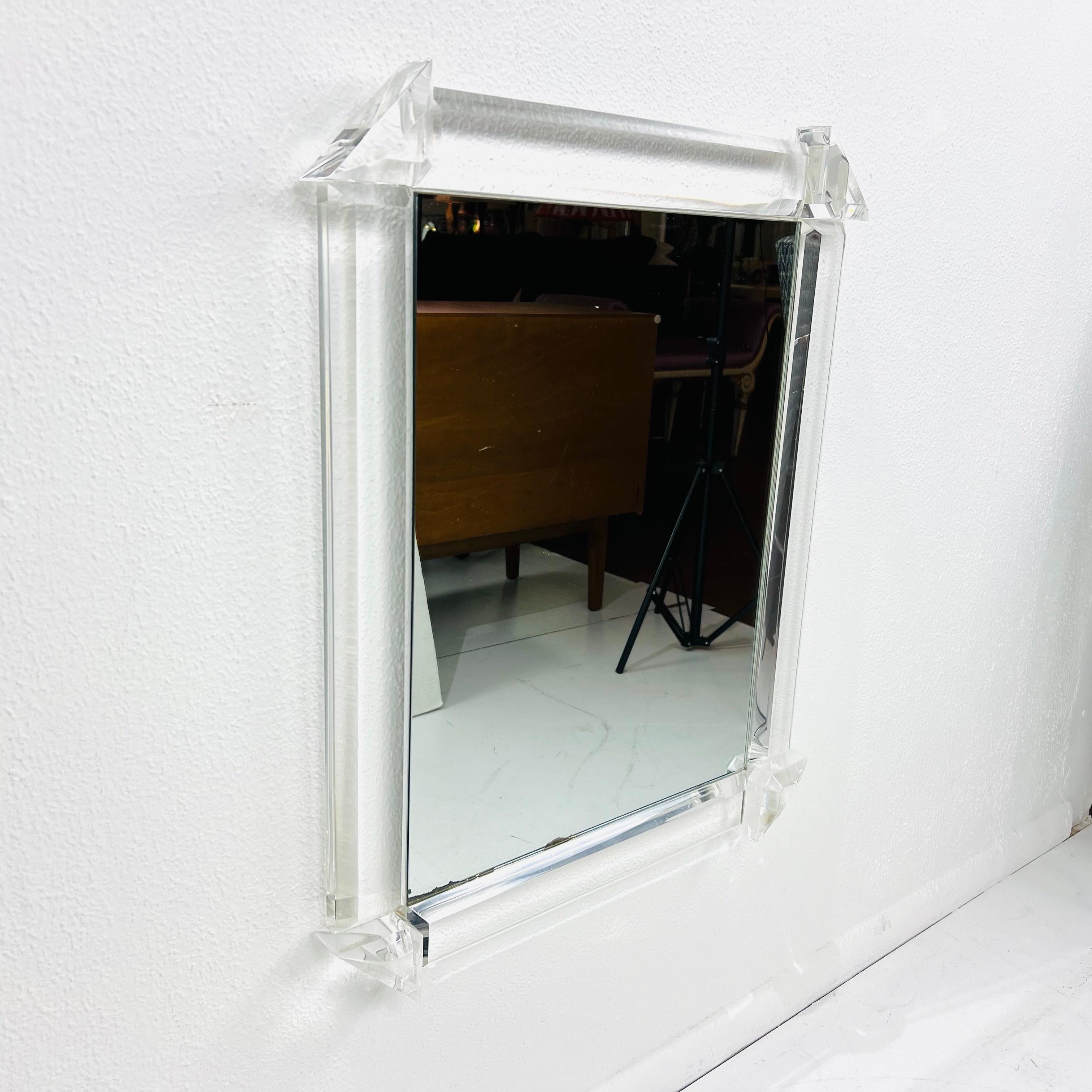 Faceted Lucite Wall Mirror For Sale 2