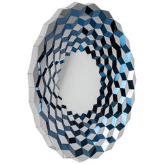 Faceted Mirror in Midnight Blue Colored Steel, Terrace by Jake Phipps