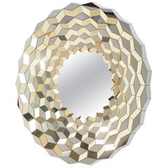 Faceted Mirror in Polished Brass and Steel, Terrace by Jake Phipps