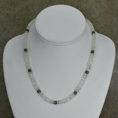 Faceted Moonstone and Pavé Diamond Beaded Necklace