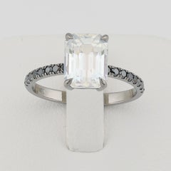 Faceted moonstone black diamonds golden ring