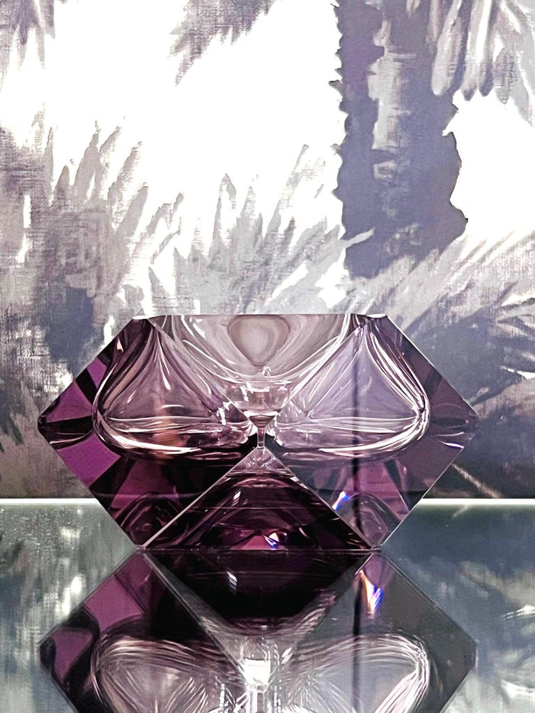 Faceted Murano Glass Ashtray in Purple Amethyst by Flavio Poli, c. 1960