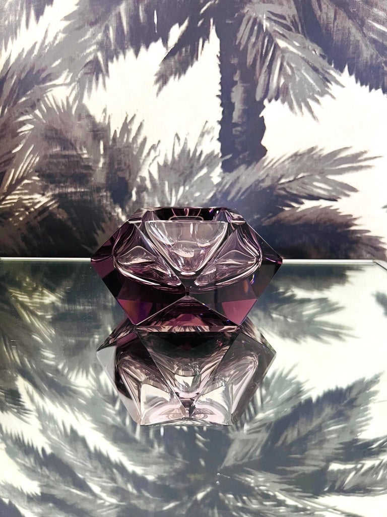 Mid-20th Century Faceted Murano Glass Ashtray in Purple Amethyst by Flavio Poli, c. 1960's For Sale