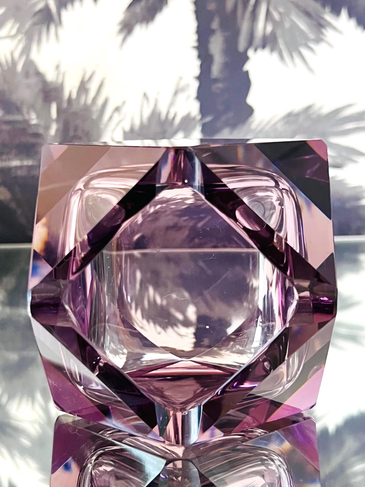 Faceted Murano Glass Ashtray in Purple Amethyst by Flavio Poli, c. 1960's 2
