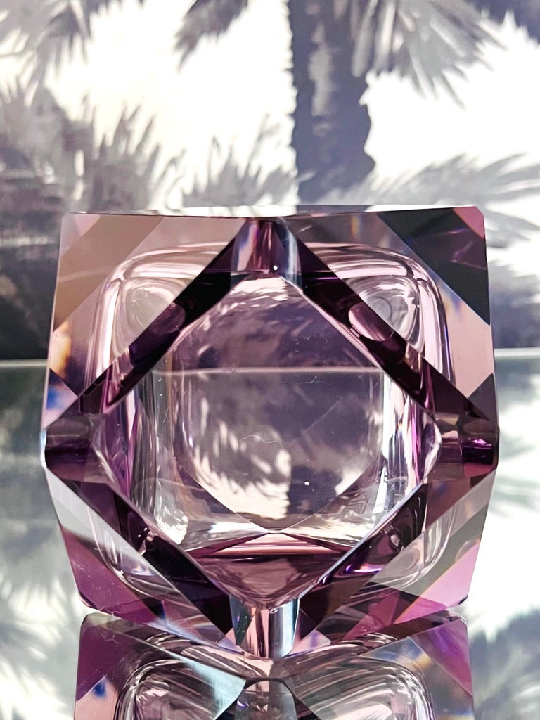 Faceted Murano Glass Ashtray in Purple Amethyst by Flavio Poli, c. 1960's For Sale 2