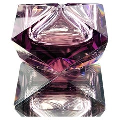 Facettierter Aschenbecher aus Muranoglas mit lila Amethyst von Flavio Poli, ca. 1960er Jahre