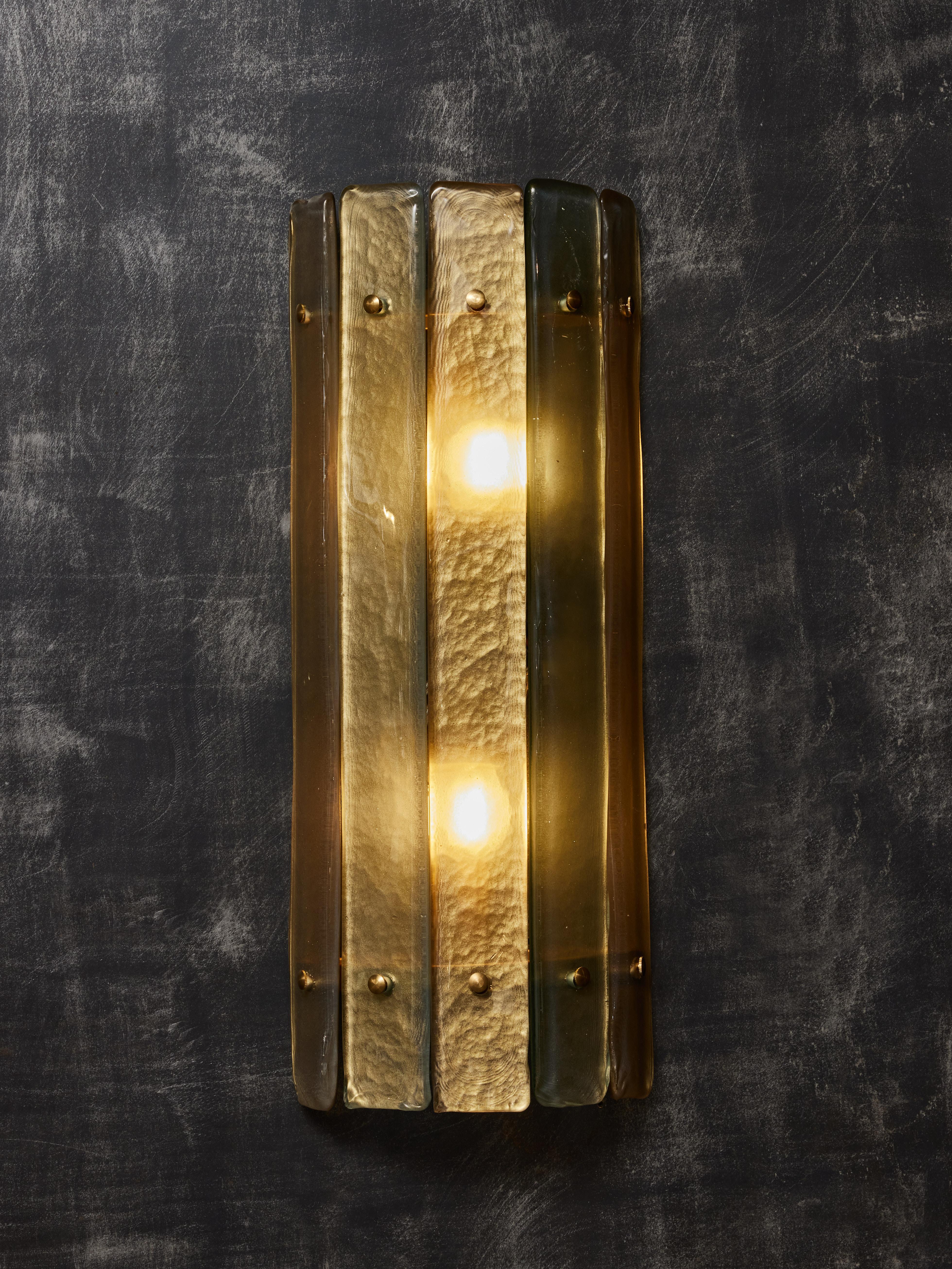 Modern Faceted Murano Glass Wall Sconces For Sale