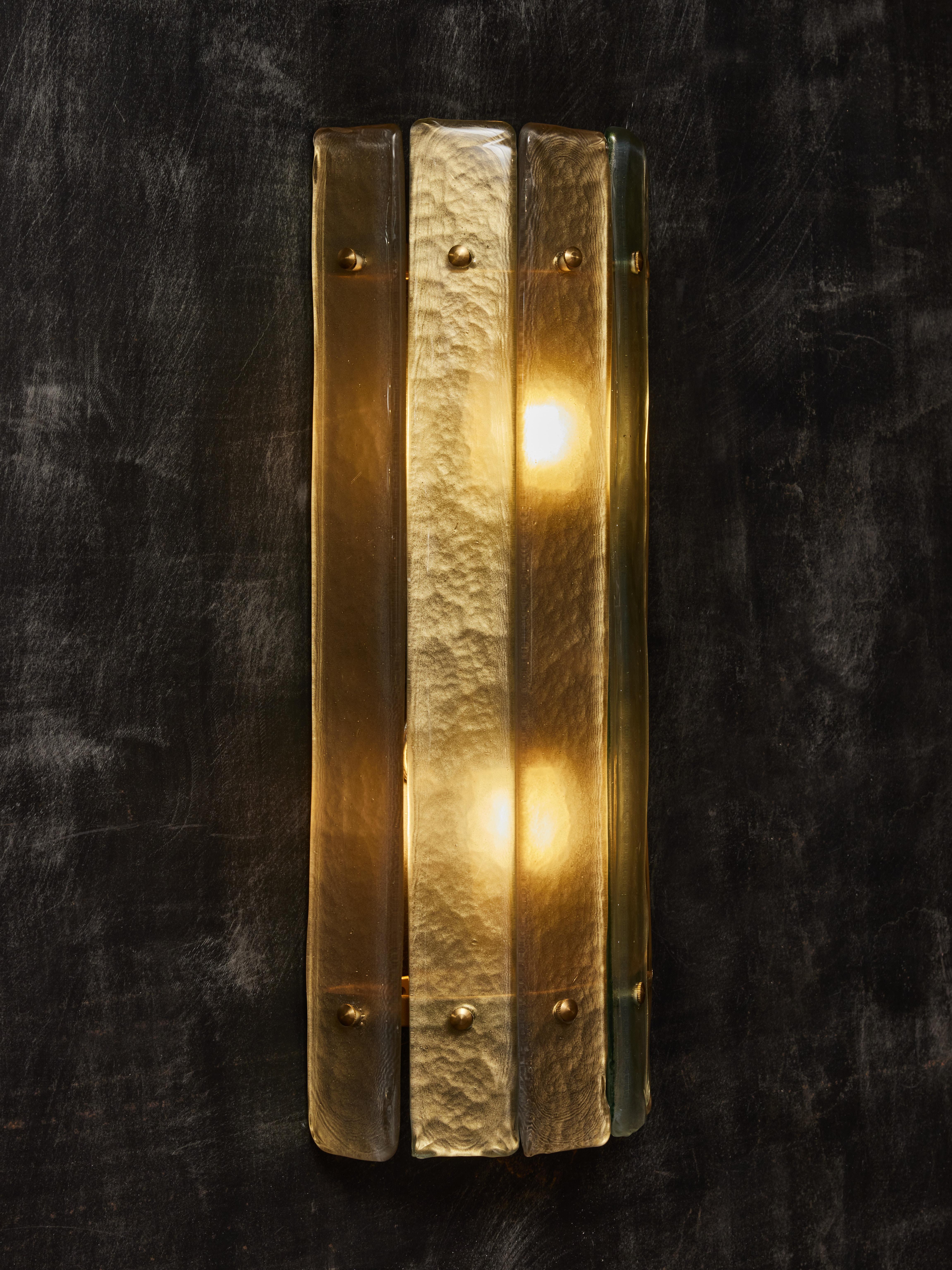Italian Faceted Murano Glass Wall Sconces For Sale