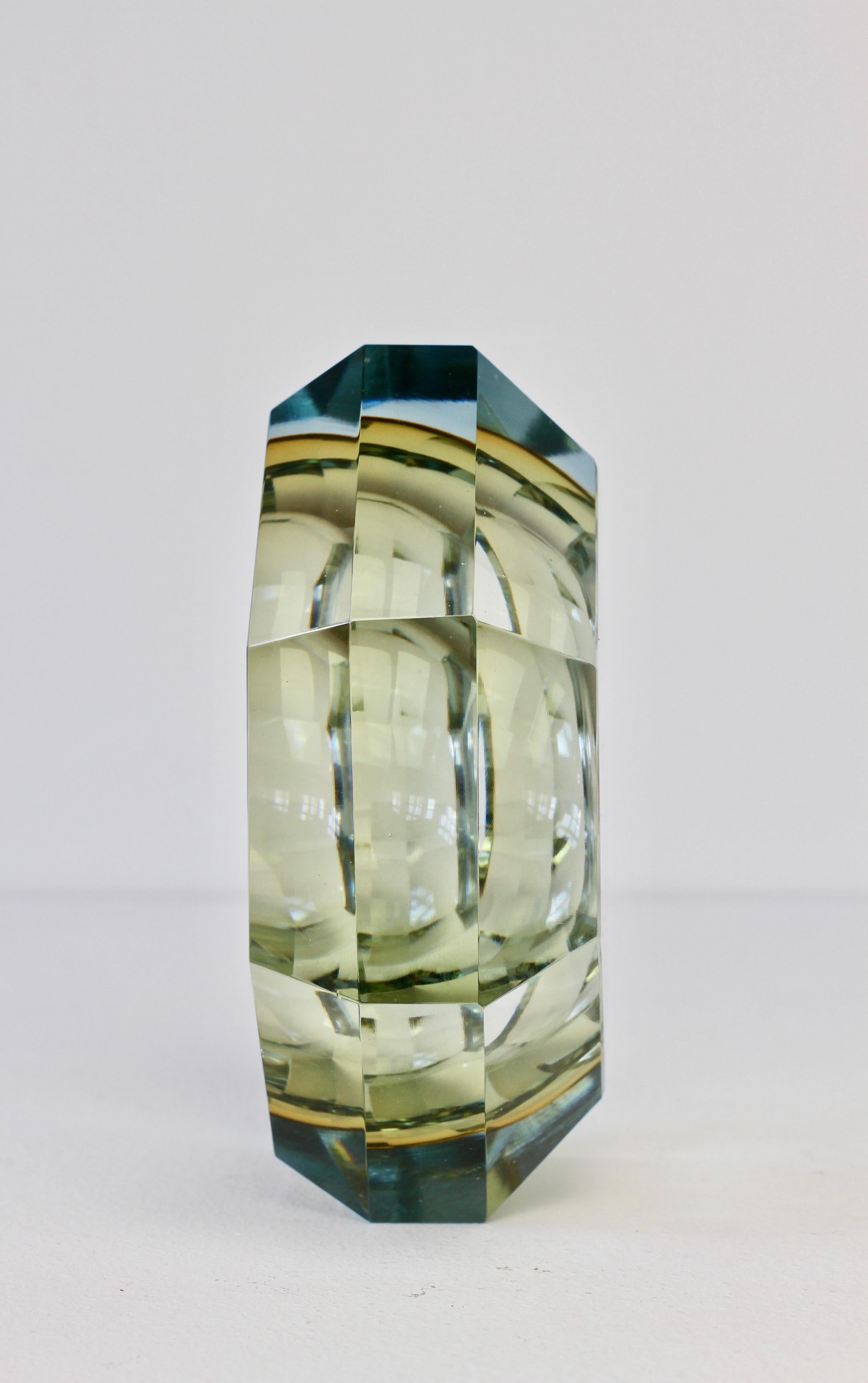 Faceted Murano Sommerso Diamond Cut Glass Bowl Attributed to Mandruzzato 5