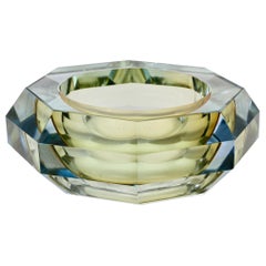 Faceted Murano Sommerso Diamond Cut Glass Bowl Attributed to Mandruzzato Faceted Murano Sommerso Diamond Cut Glass Bowl Attributed to Mandruzzato