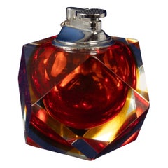 Faceted Murano Sommerso Glass Table Lighter by Alessandro Mandruzzato, Italy, 1970