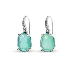 Faceted Natural Quartz Agate and Champagne Diamond  Earring in Sterling Silver