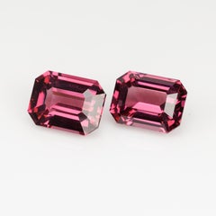 Faceted octagon pink garnet pair, 8.1 cts